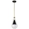 Nuvo Admiral 1-Light Pendant 10 in. Matte Black and Natural Brass White Opal Glass 60/7903 - alternate 6